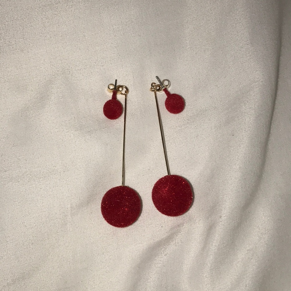 RED BALL DROP EARRINGS NWOT